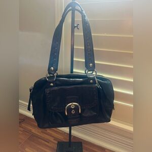 Coach Dome Satchel Black Leather Handbag F13111